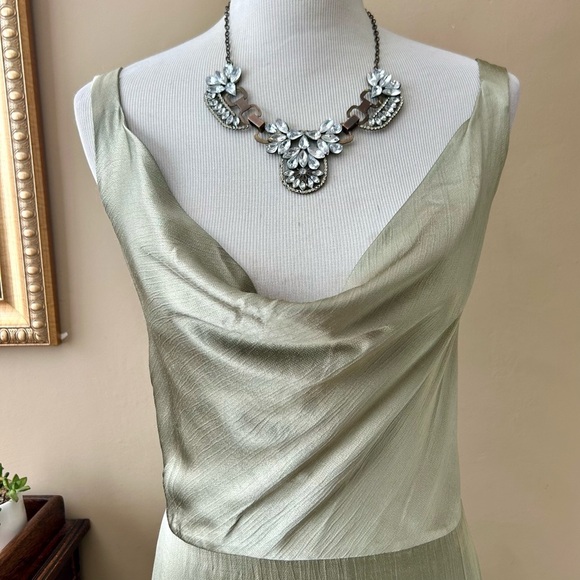 Bec + Bridge Mood Dance Cowl Neck Maxi Dress Satin Gown Sage Green Size US 14 - Picture 5 of 15